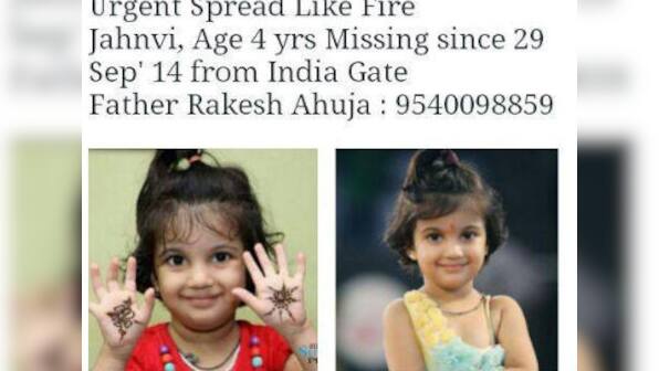 Social media to the rescue: 3-year-old Jahnvi found after huge FB, Twitter campaign