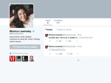 Monica Lewinsky gives first public speech in 13 years, joins Twitter Monica Lewinsky gives first public speech in 13 years, joins Twitter