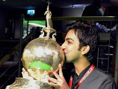 Pankaj Advani with the trophy. PTI