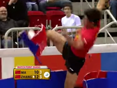 Costly win: Table Tennis Star stripped of winner's prize money for exuberant celebration Costly win: Table Tennis Star stripped of winner's prize money for exuberant celebration