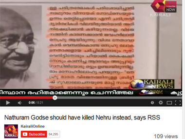 Nathuram Godse should have killed Nehru instead of Gandhi: RSS mouthpiece Nathuram Godse should have killed Nehru instead of Gandhi: RSS mouthpiece