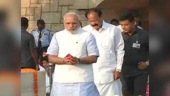 Ahead of Swachh Bharat launch, PM Modi pays tributes to Gandhiji