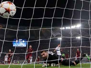 Roma goalkeeper Morgan De Sanctis fails to make a save during the Group E Champions League soccer match between Roma and Bayern Munich. AP