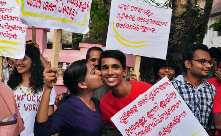 Photos: 'Kiss of Love' protest rally takes place in Kochi, around 50 arrested
