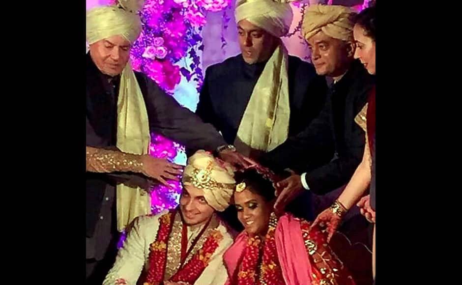 Hyderabad: Salman Khan's sister Arpita Khan's marriage with businessman Aayush Sharma at a hotel in Hyderabad on Tuesday. PTI Photo (Best Available quality) 