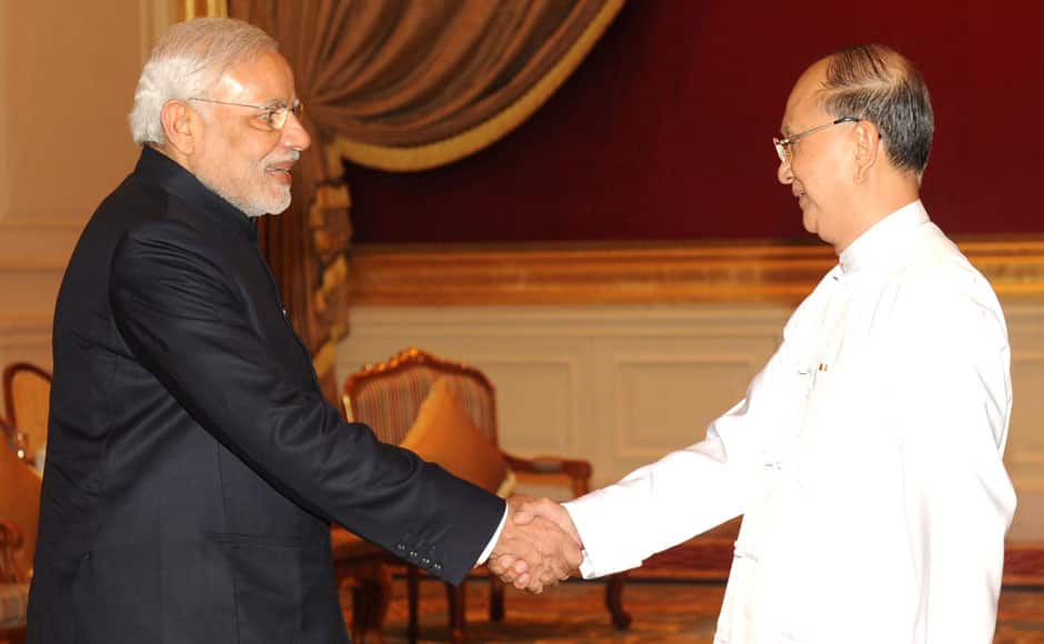 The Prime Minister, Shri Narendra Modi calling on the President of Myanmar, Mr. U. Thein Sein, at Nay Pyi Taw, Myanmar on November 11, 2014. PIB