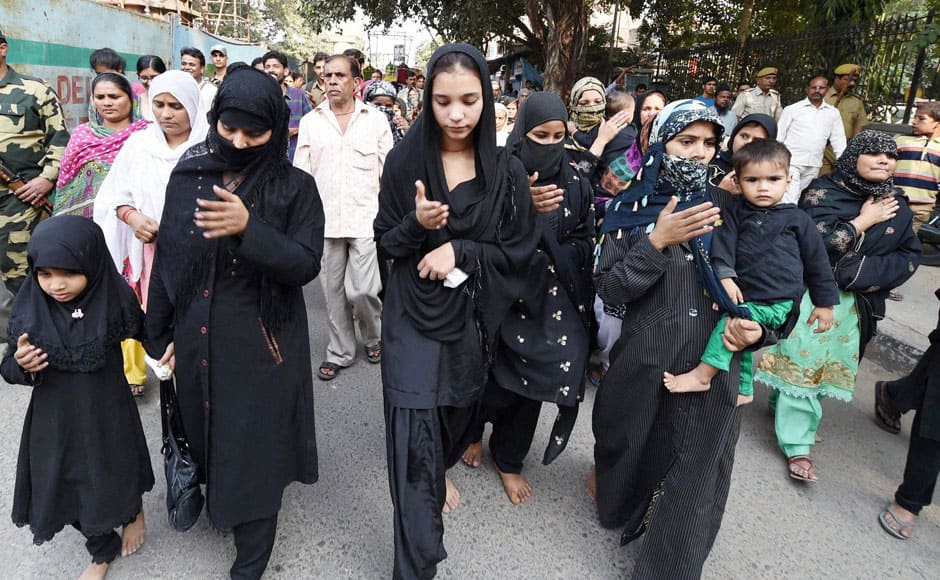New Delhi: Shia Muslim women participate in a mourning procession during Muharram at Trilok puri in New Delhi on Tuesday. PTI P