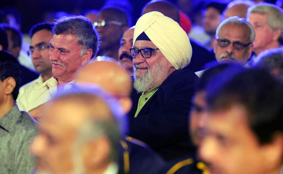 Roger Binny Selector (L) and Bishen Singh Bedi former Indian cricketer listen to VVS Laxman former Indian cricketer as the latter delievers a lecture during the 3rd annual Pataudi-Memorial-Lecture held at the Taj Bengal Hotel in Kolkata on the 12th November 2014. Pal Pillai/ BCCI/ SPORTZPICS
