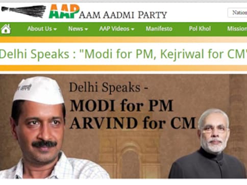 Modi for PM, Kejriwal for CM: AAP removes banner after social media outrage Modi for PM, Kejriwal for CM: AAP removes banner after social media outrage