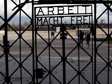 Gate seen at Dachau concentration camp. Reuters