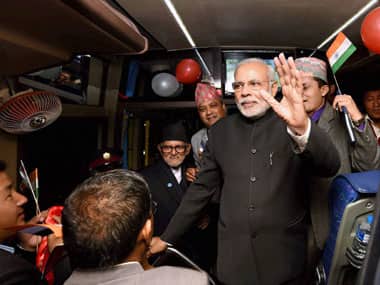Narendra Modi interacting with Nepalese in Kathmandu during his SAARC visit. PTI