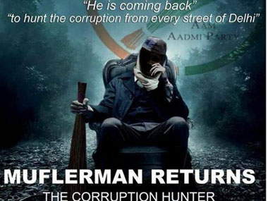 #MufflerMan: AAP turns Twitter bashing on its head, makes Kejriwal a superhero #MufflerMan: AAP turns Twitter bashing on its head, makes Kejriwal a superhero