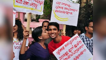 Violence mars 'Kiss of Love' protest in Kozhikode as Hanuman Sena workers attack activists