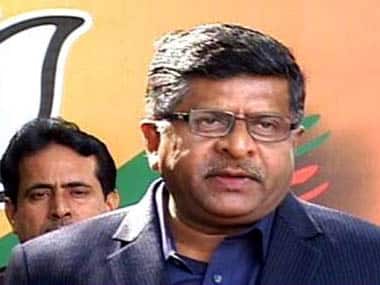 Union Law Minister Ravi Shankar Prasad. IBN