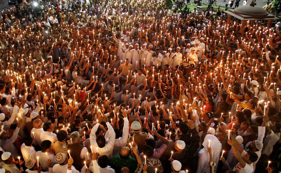 Navi Mumbai: Students pray in Navi Mumbai on Wednesday for the victims of Taliban attack on a school in Peshawar in Pakistan. PTI
