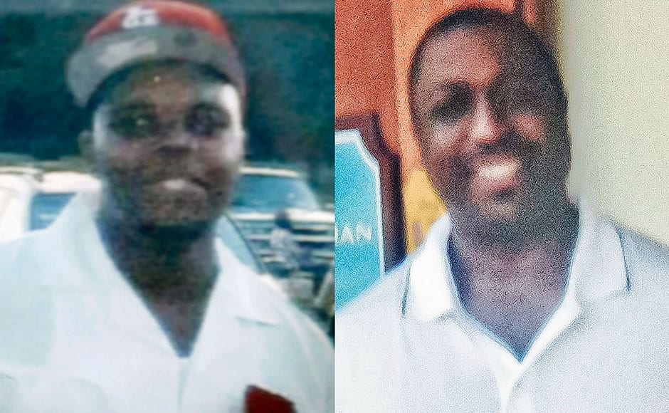 FILE - This combination of undated photos provided by the Brown family and the Garner family via the National Action Network shows Michael Brown, left, the black 18-year-old who was fatally shot by a white police officer in Ferguson, Mo. in August 2014, and Eric Garner, who died after a white police officer had him in a chokehold in the Staten Island borough of New York in July 2014. The cases of Brown and Garner involve an unarmed black man killed by a white police officer in a confrontation over a relatively minor crime. But there are sharp differences, too, in the circumstances of the Aug. 9 and July 17 killings. AP 