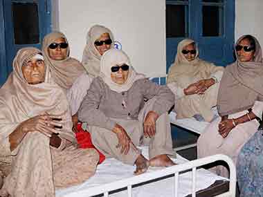 Patients who lost vision after undergoing eye surgery at an eye camp in Amritsar. PTI