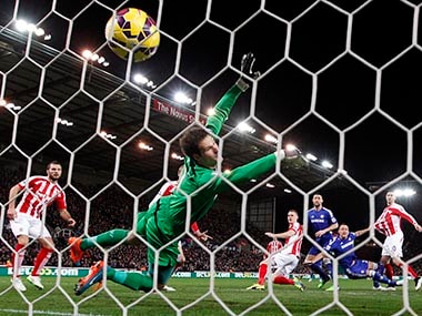 Chelsea's Terry scores the opening goal past Stoke City's Begovic during their English Premier League match in Stoke-on-Trent Chelsea's Terry scores the opening goal past Stoke City's Begovic during their English Premier League match in Stoke-on-Trent
