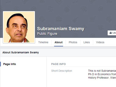 Oops! Facebook accidentally deletes Subramanian Swamy's real account, parody page lives on Oops! Facebook accidentally deletes Subramanian Swamy's real account, parody page lives on