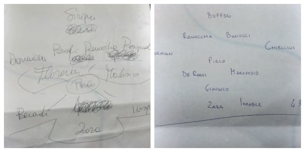 Franco (L) and Davide's (R) Italy XIs.