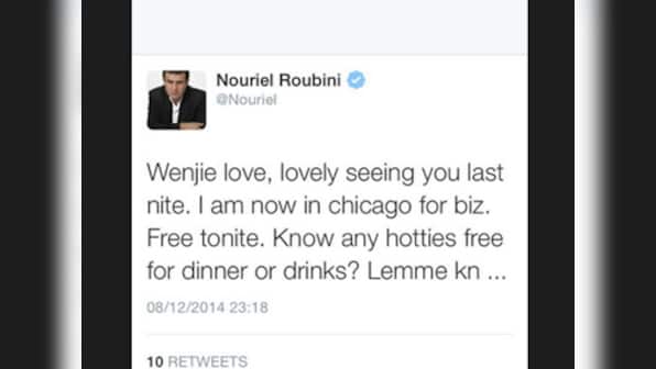 Economist Nouriel Roubini accidentally tweets booty call: I want hotties!