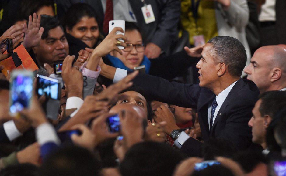 Photos: Obama wraps up India visit with a big bang at Siri Fort Photos: Obama wraps up India visit with a big bang at Siri Fort