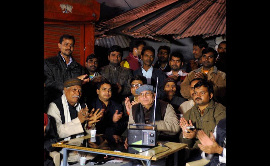 Lucknow: People listening to the joint radio address of Prime Minister Narendra Modi and US President Barack Obama, “Sharing our ‘Mann Ki Baat’ during its broadcast in Lucknow on Tuesday. PTI