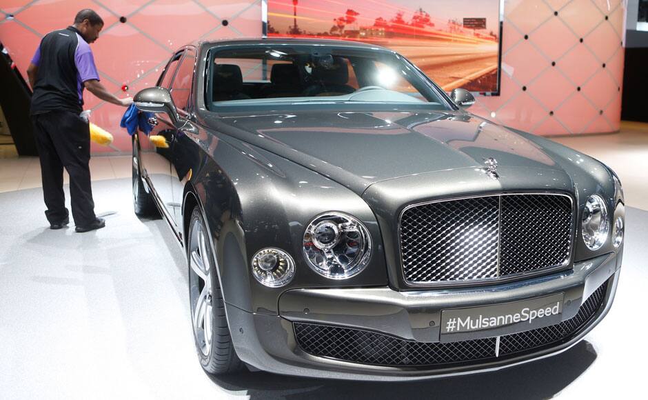 A 2015 Bentley Mulsanne Speed is detailed while on display during the first press preview day of the North American International Auto Show in Detroit, Michigan 12 January 2015. Reuters
