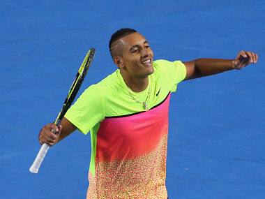 Nick Kyrgios celebrates winning in his fourth round match against Andreas Seppi. Getty