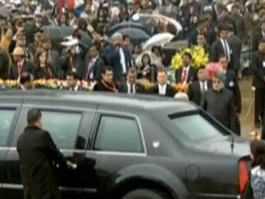 Obama arrived in his own vehicle ‘The Beast’. Screenshot