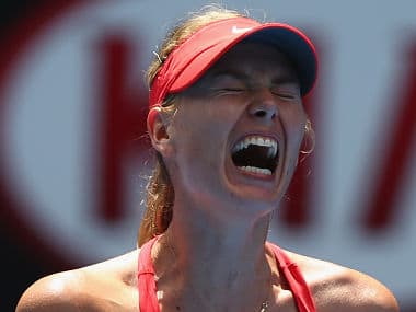 Maria Sharapova reacts to a point in her second round match against Alexandra Panova. Getty 