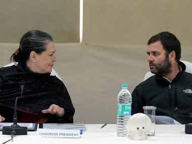 Sonia and Rahul Gandhi during the Congress Working Committee meet. PTI image