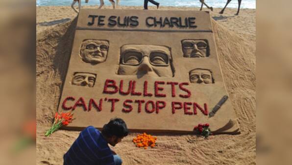 Sand artist Sudarsan Pattnaik creates sculpture to condemn Paris shooting