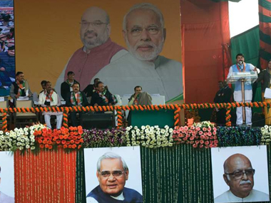 Modi, Amit Shah replace Vajpayee, Advani: Posters of old giants missing at BJP's Delhi rally Modi, Amit Shah replace Vajpayee, Advani: Posters of old giants missing at BJP's Delhi rally