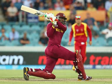 Chris Gayle in action against Zimbabwe. Getty
