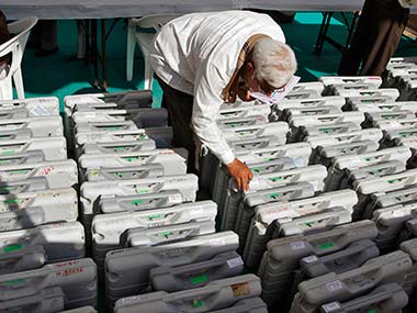 EVMs at a polling booth. Reuters