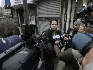 Zak Khan, owner of Gyro King, where Abdurasul Hasanovich Juraboev worked, speaks to reporters. AP 