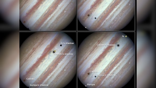 NASA's Hubble captures rare triple moon transit of Jupiter