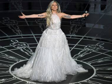 Lady Gaga as she performed the medley at the Oscars 2015. AP 