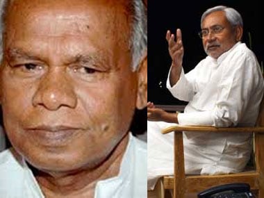Jitan Ram Manjhi (left) and Nitish Kumar. PTI