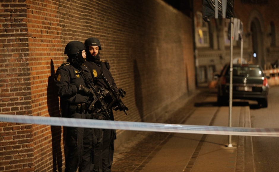 One person was shot in the head and two police were wounded in an attack on the synagogue in central Copenhagen, Danish police said, adding that it was too early to say whether the incident was connected to an earlier one at an arts cafe. The news followed a shooting attack earlier on Saturday on a cafe which hosted a debate on freedom of speech and was attended by Swedish artist Lars Vilks, who has been threatened with death for his cartoons of the Prophet Mohammad. Reuters One person was shot in the head and two police were wounded in an attack on the synagogue in central Copenhagen, Danish police said, adding that it was too early to say whether the incident was connected to an earlier one at an arts cafe. The news followed a shooting attack earlier on Saturday on a cafe which hosted a debate on freedom of speech and was attended by Swedish artist Lars Vilks, who has been threatened with death for his cartoons of the Prophet Mohammad. Reuters