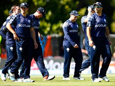  The Scotland team leave the field after their defeat against New Zealand. Getty