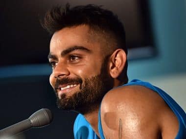 India’s batsman Virat Kohli smiles during the press conference. AFP
