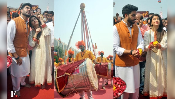 Abhishek Bachchan, Aishwarya Rai turn up to participate in Gudi Padwa event  – Firstpost