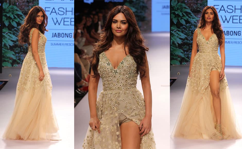 Bollywood actress Isha Gupta walks the ramp for designer Arpita Mehta, during the Lakme Fashion Week Summer/Resort 2015, in Mumbai, India on March 21, 2015. Solaris Images