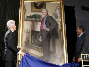 Painter confirms: Bill Clinton's portrait has a reference to Lewinsky's infamous blue dress Painter confirms: Bill Clinton's portrait has a reference to Lewinsky's infamous blue dress
