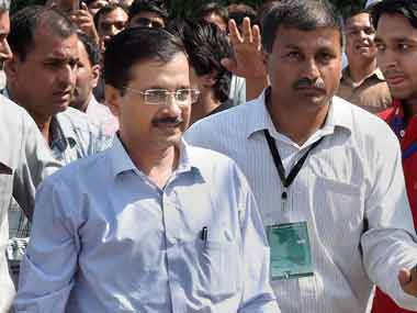 Kejriwal at the national council meeting. PTI Image