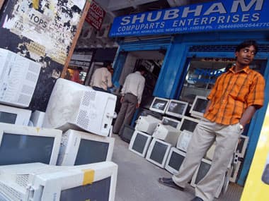 A computer accessories shop at Nehru Place in New Delhi. AFP