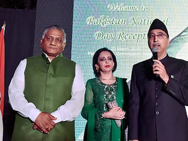 MoS VK Singh at the Pakistan National Day celebrations in New Delhi. PTI