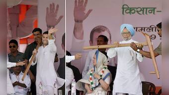 Photos: Sonia, Rahul vow to back farmers at Kisan rally in Ramlila Maidan